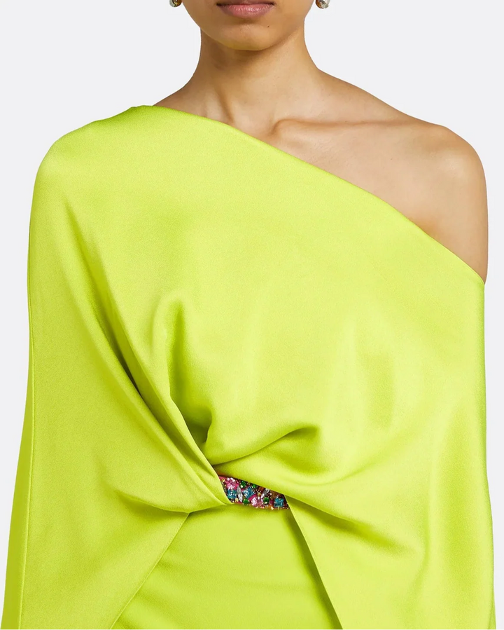 One-shoulder column dress with draped cape - Sarah-1