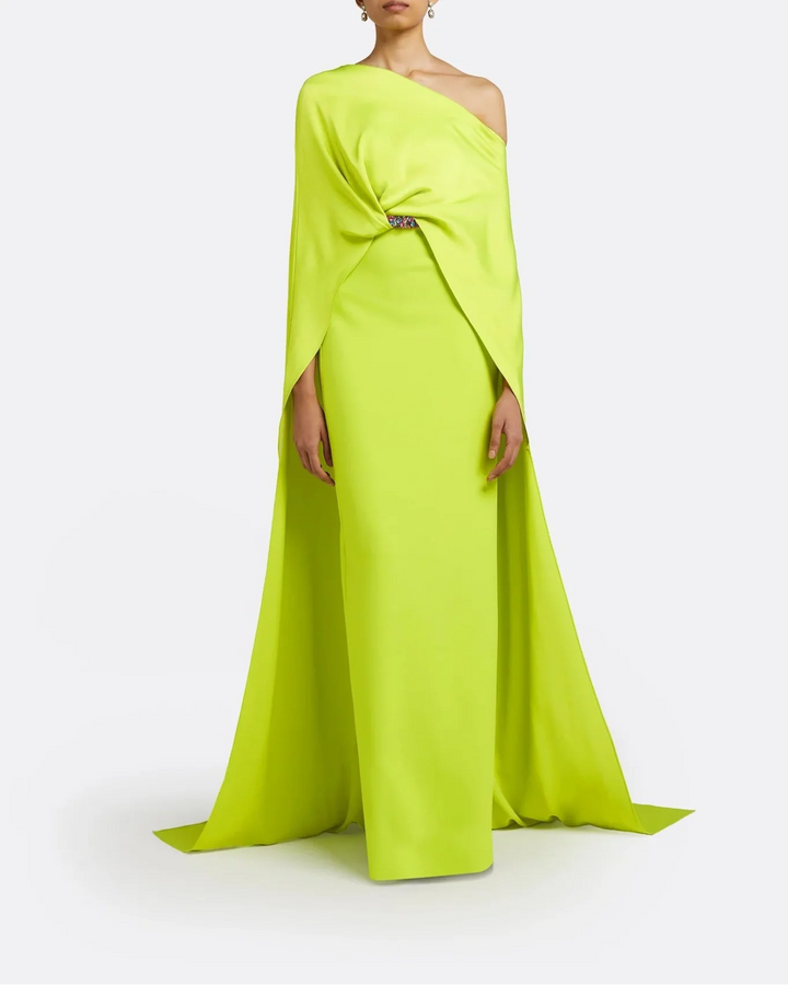 One-shoulder column dress with draped cape - Sarah-1