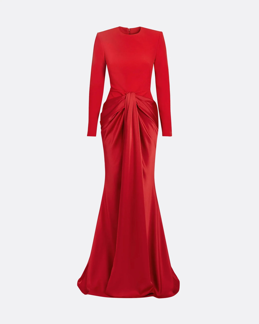 long-sleeve gown with front draped knot – RUBY-1
