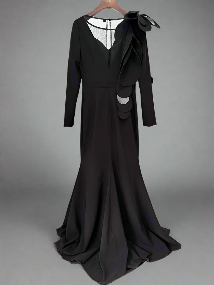 applique detail gown with sculpted shoulder – ODD- Farein