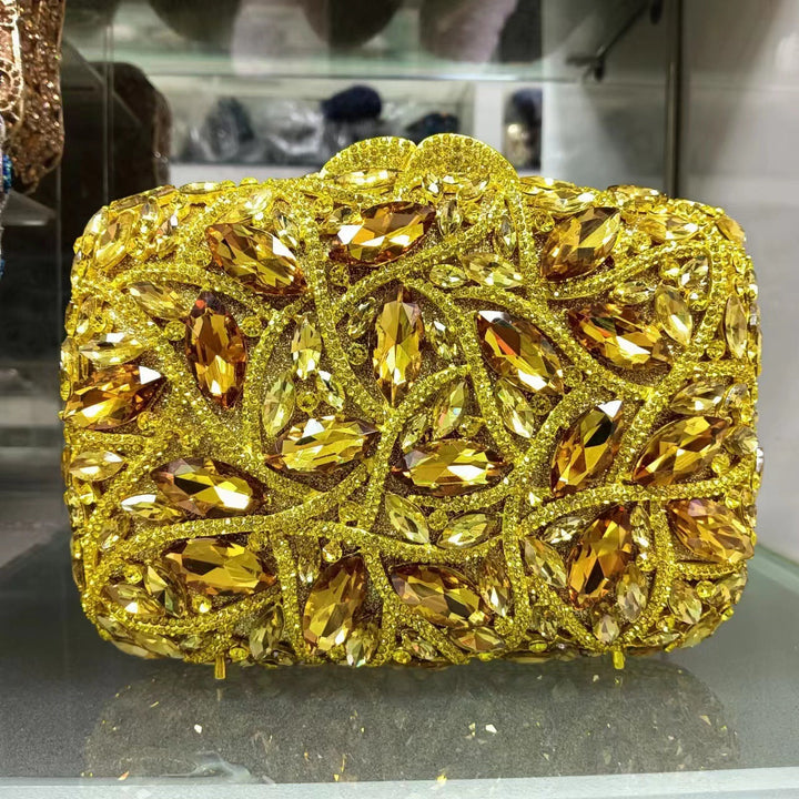 crystal embellished clutch with floral design - Enduri