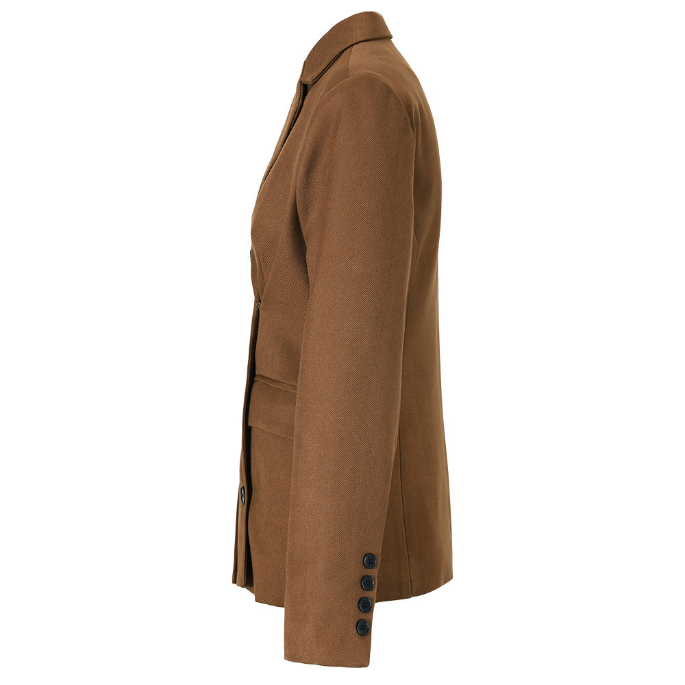 tailored asymmetric blazer with pleated hem – CAMELIA