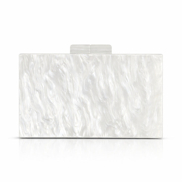 rectangular marbled clutch with glossy finish – ROSÉ