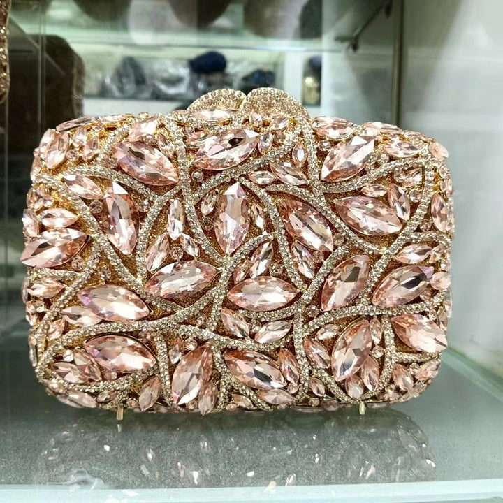crystal embellished clutch with floral design - Enduri