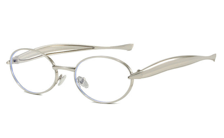 oval-frame metallic sunglasses with sculpted temples – AUWQA