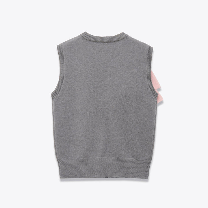 sleeveless knit vest with bow detail – LUMI
