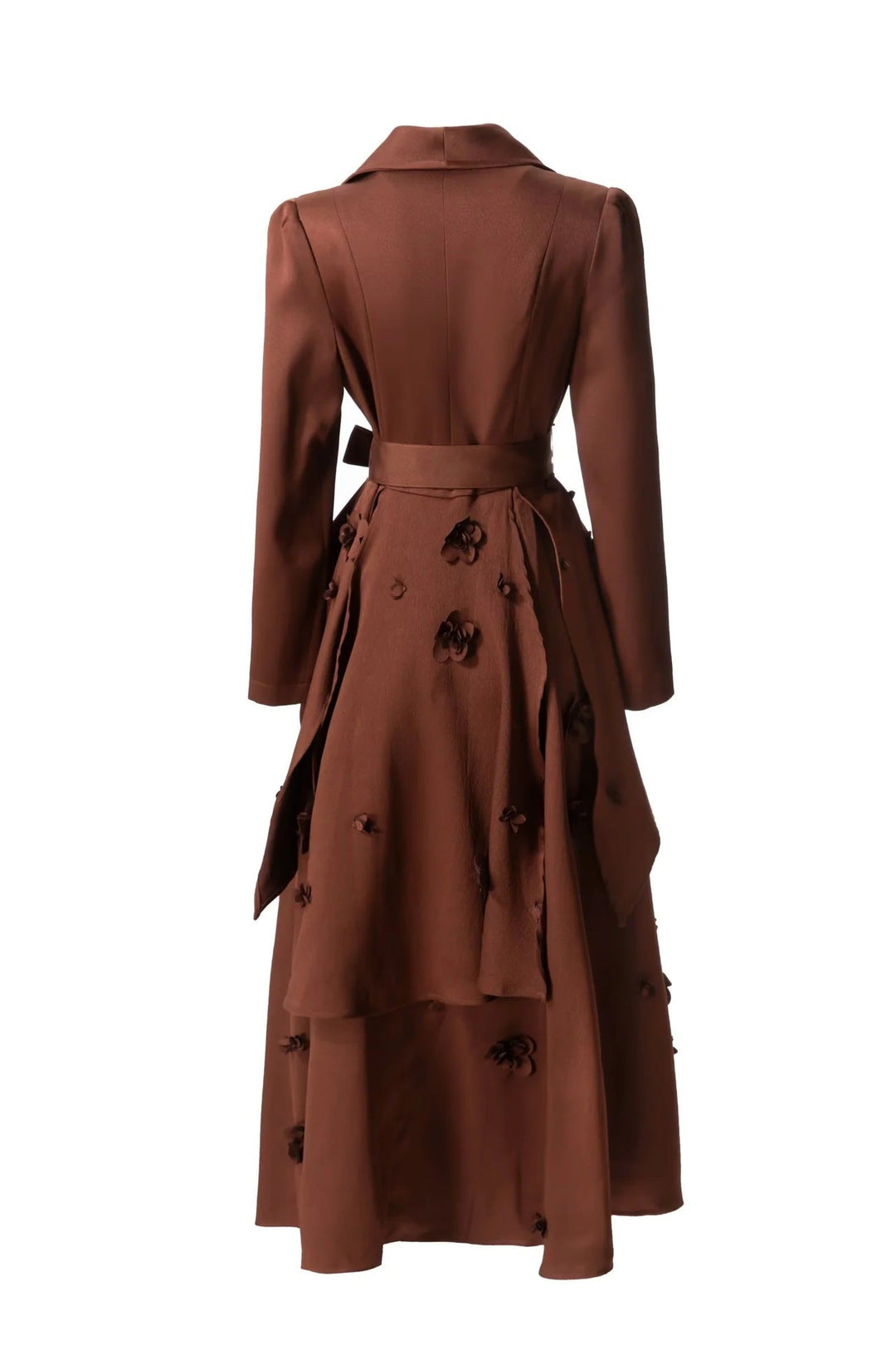 wrap blazer midi dress with layered skirt and waist tie – SIENNA