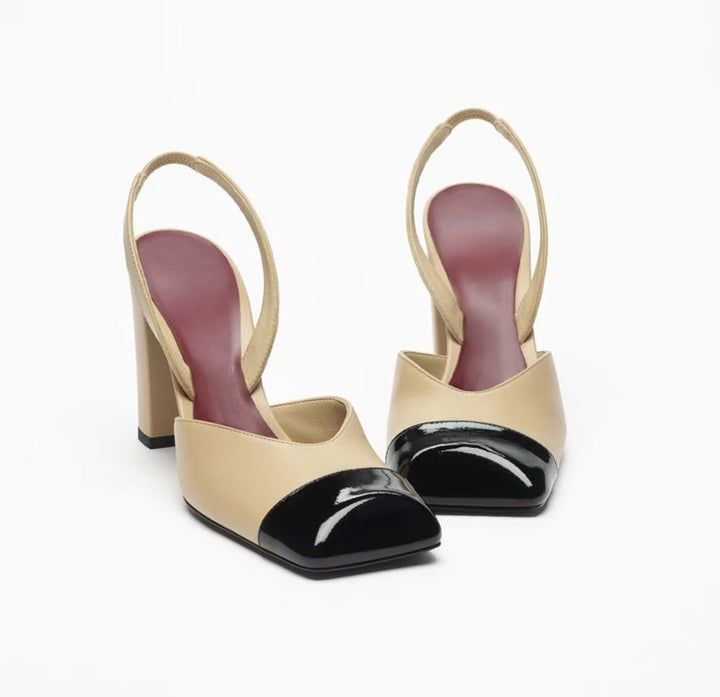 Red & White Patent Slingback Heels – Retro