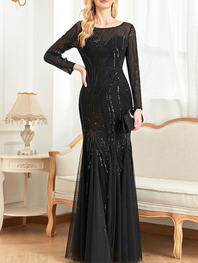 sequined mermaid gown with starburst pattern – ODD- Fistwqh