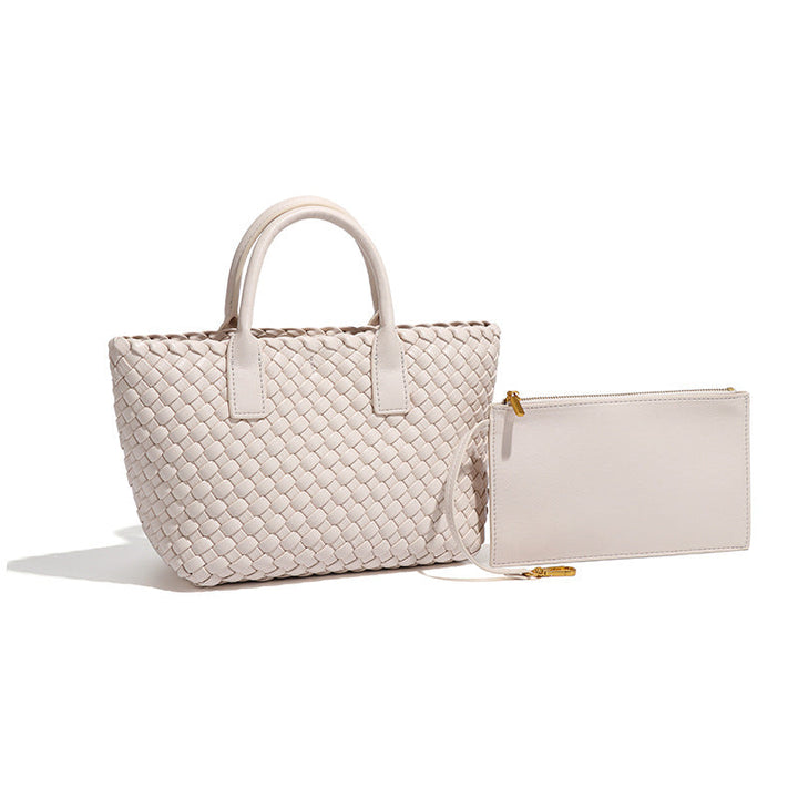 Woven Leather Tote Bag with Matching Wallet – ÉLORA