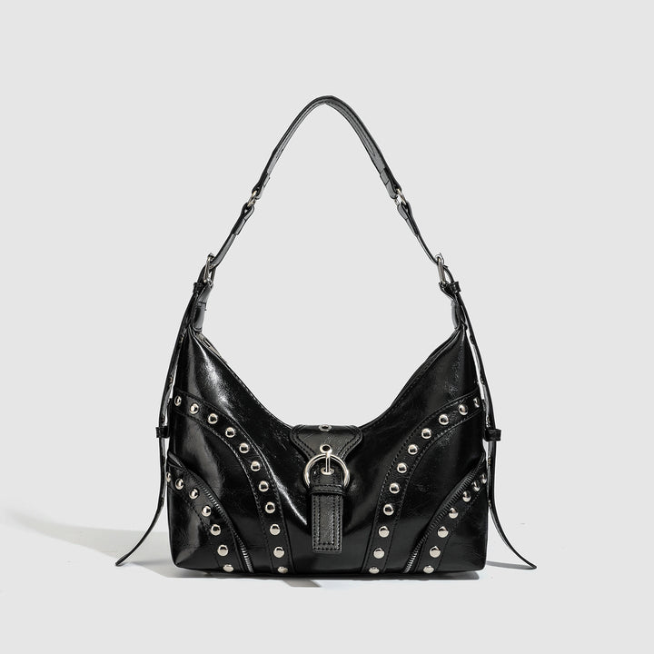 Vintage Studded Black Shoulder Bag -  Hobo