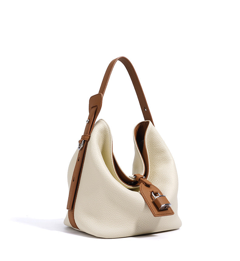 Soft Leather Shoulder Bag with Contrast Trim – SIENA