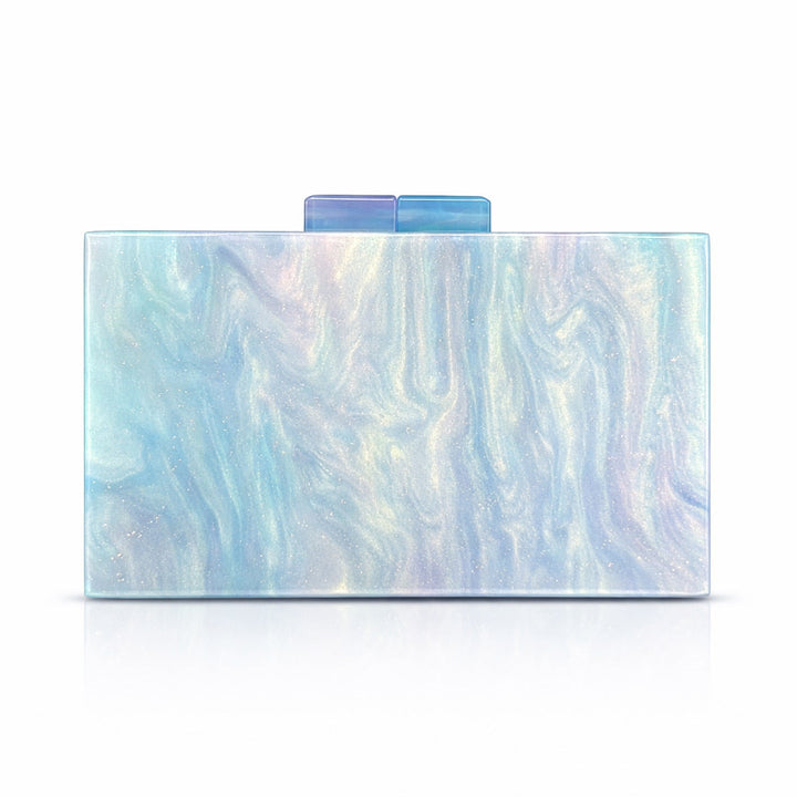 rectangular marbled clutch with glossy finish – ROSÉ
