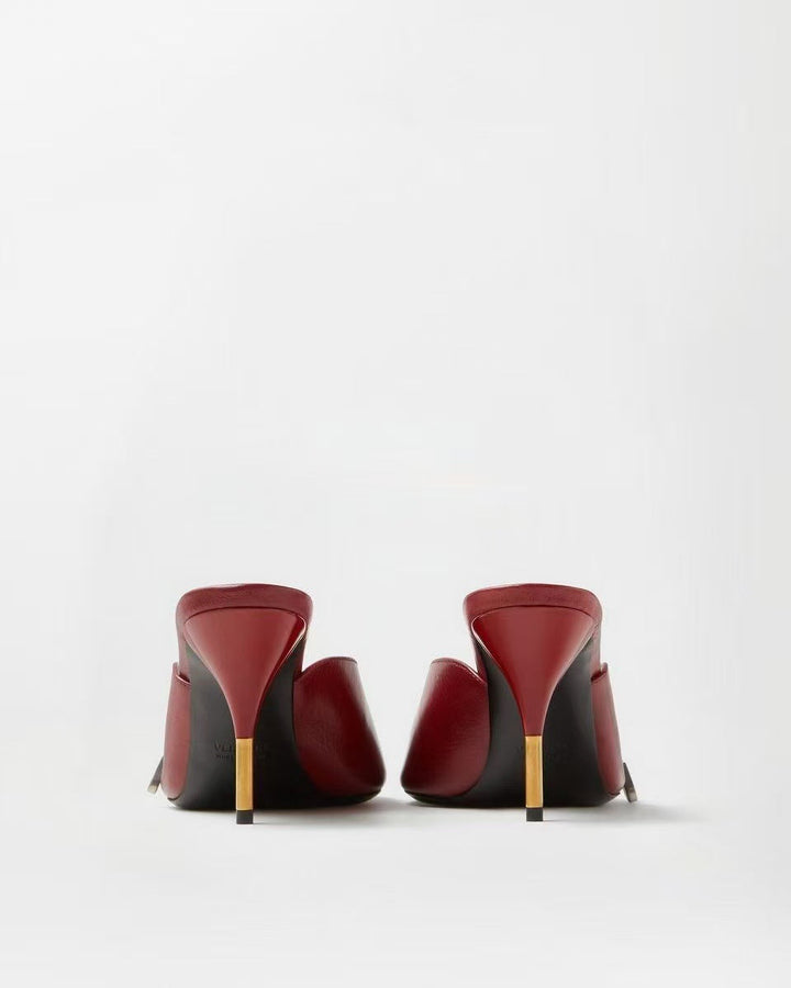 Ruby Red Peep Toe Mule Heels – Golden