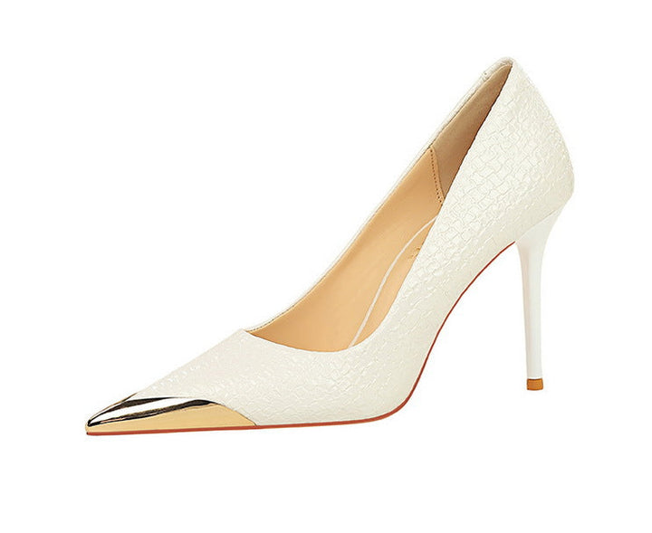 Croc-Embossed Pointed Toe Stiletto Heels – LUXE