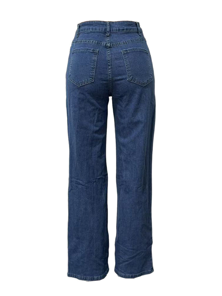 Pearl Embellished Floral Cutout Jeans - Glam