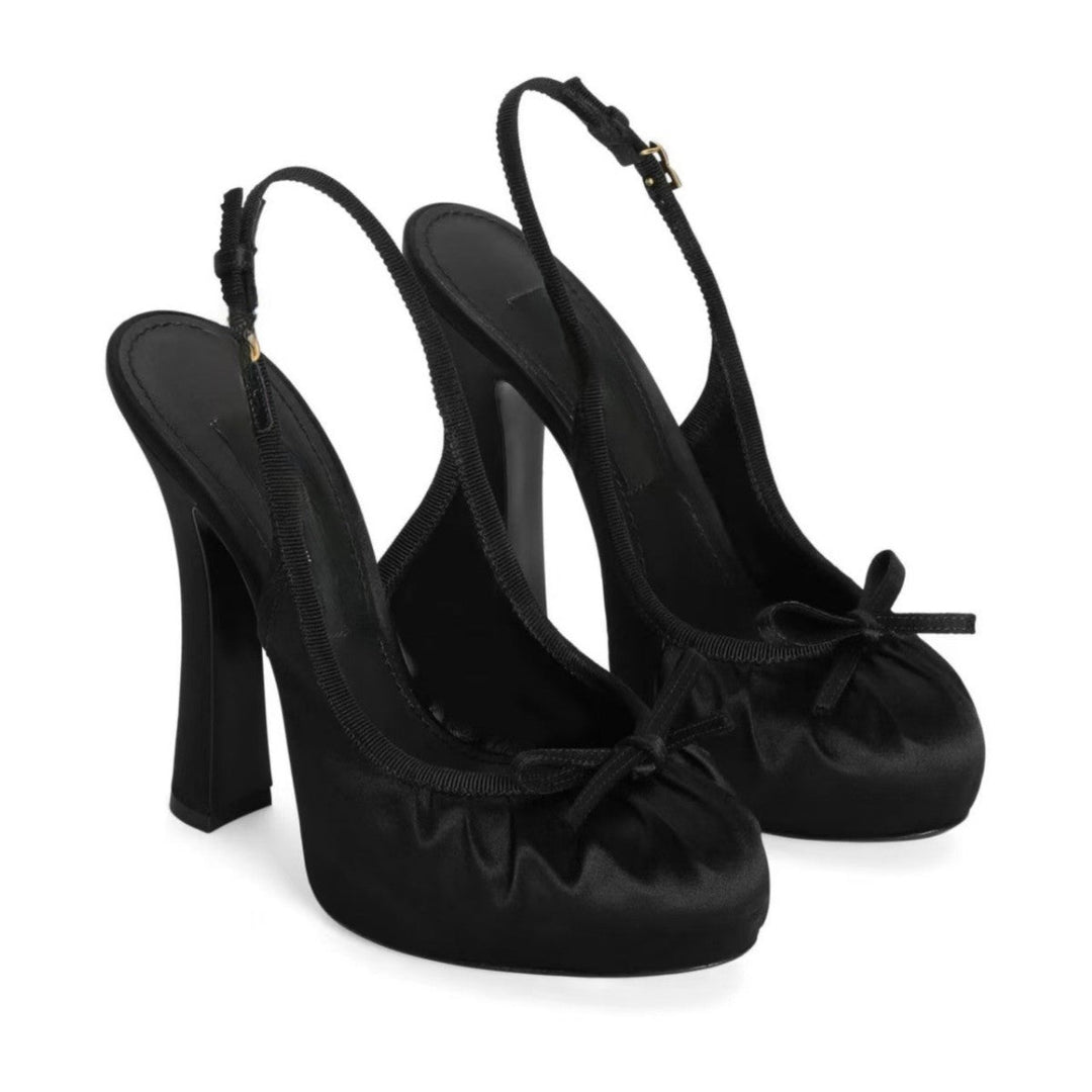 Champagne Satin Slingback Heels – Ballet