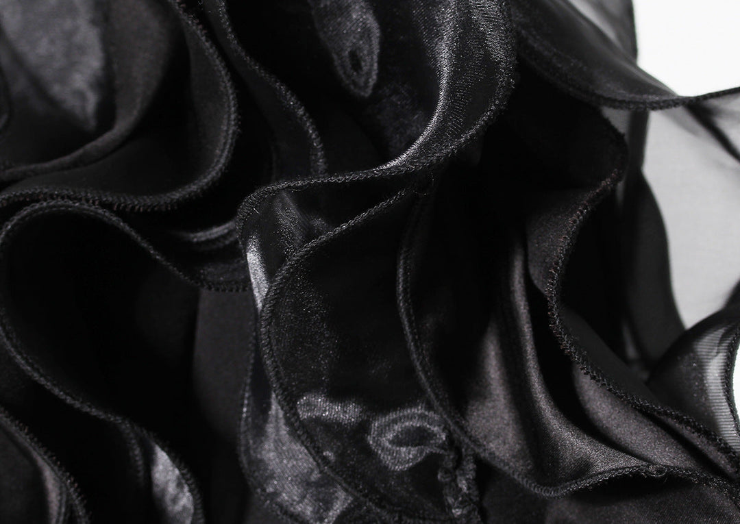 ruffled organza sleeve blazer with deep satin lapel - Jermien