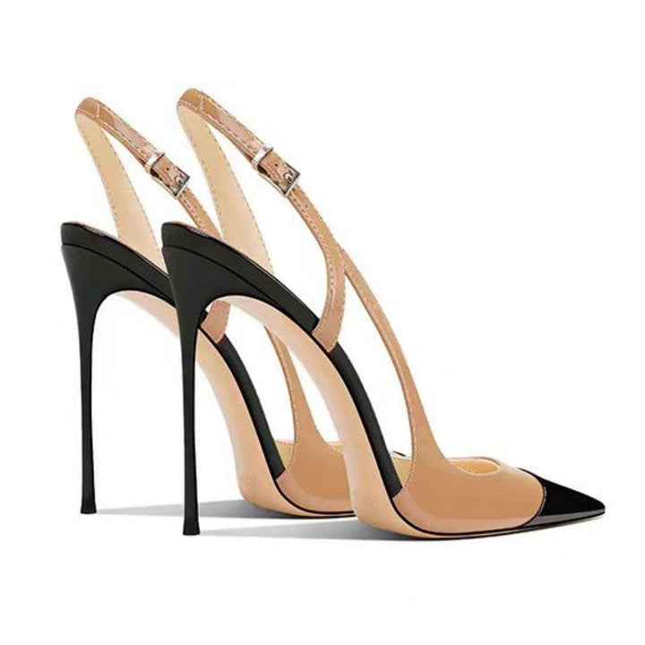 pointed-toe slingback stiletto heels with contrast toe cap – MONROE