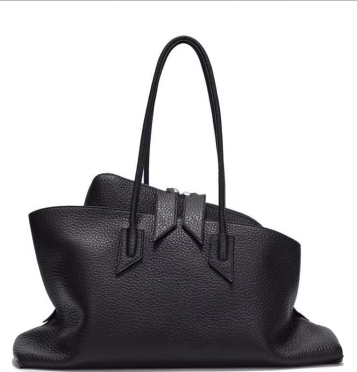 Structured suede tote bag with top handles – GEDOO