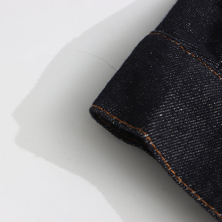 structured denim jacket with gold button detailing – AURELIA