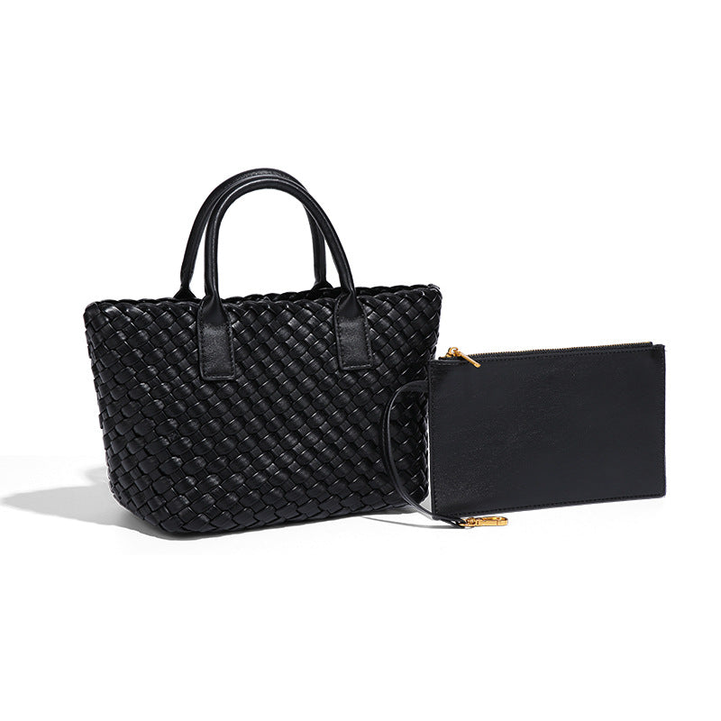 Woven Leather Tote Bag with Matching Wallet – ÉLORA