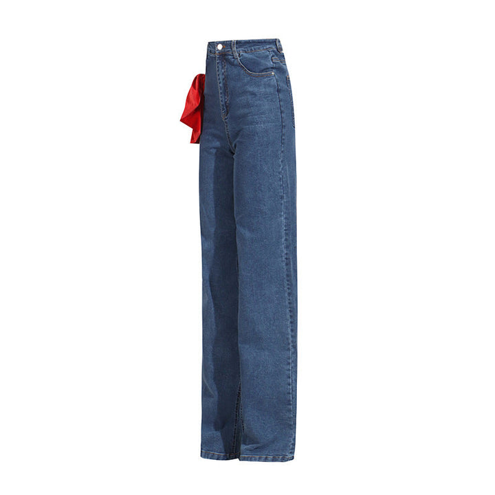 Contrast Ribbon Detail Denim Pants – URBAN