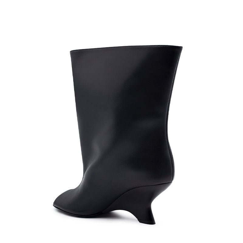 Sculpted Wedge Peep-Toe Boots – ESPRESSO