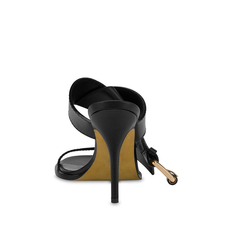 Beige Buckle Strap Stiletto Mule Sandals – VÉLISSA