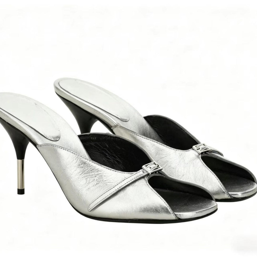 Ruby Red Peep Toe Mule Heels – Golden