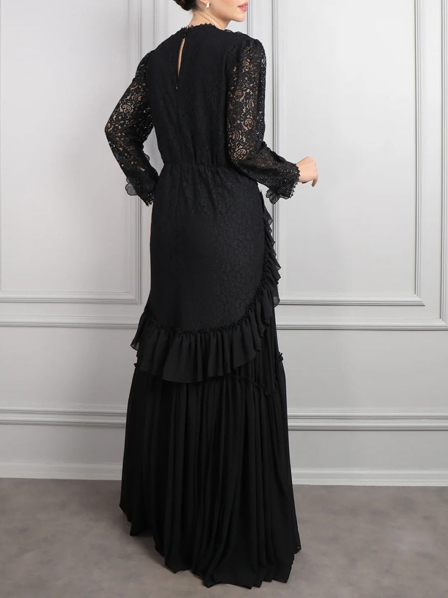 lace bodice gown with tiered pleated skirt – MONALAR