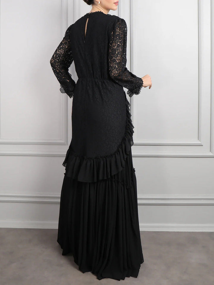 lace bodice gown with tiered pleated skirt – MONALAR
