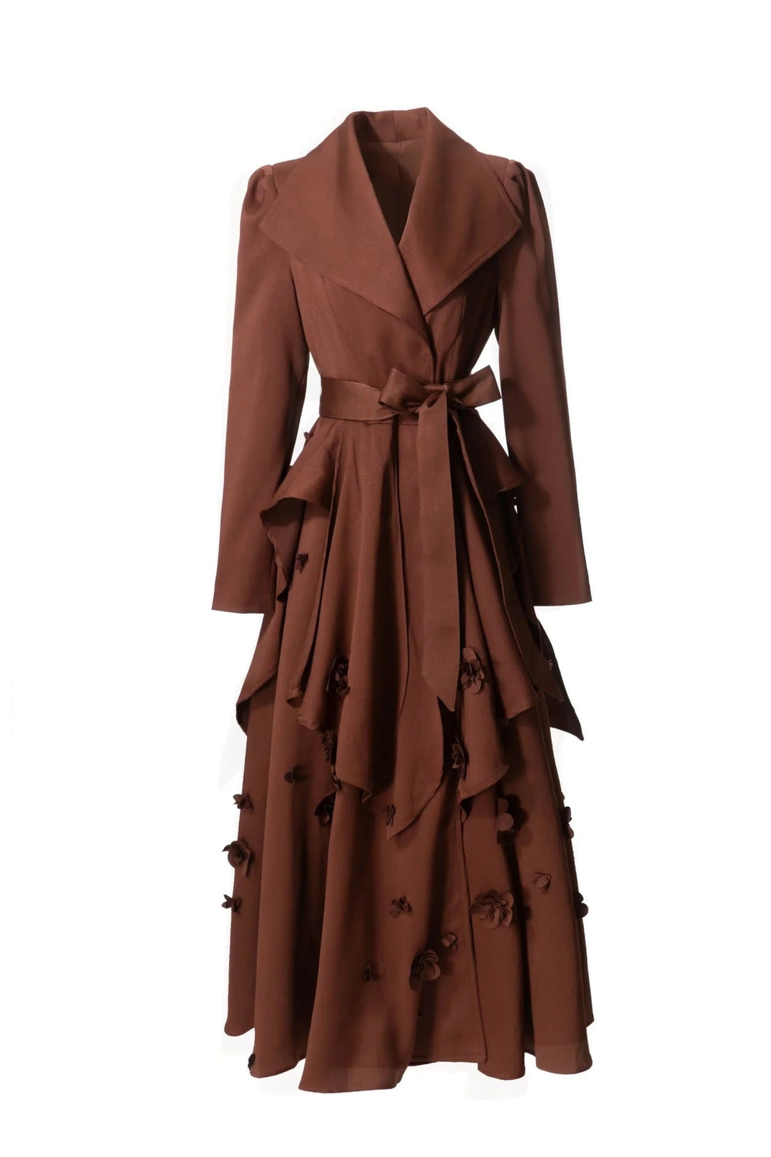 wrap blazer midi dress with layered skirt and waist tie – SIENNA