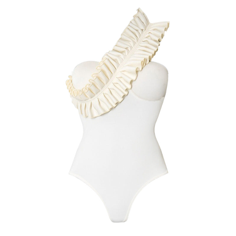 one-shoulder ruffle sculpted one-piece – SUNSET