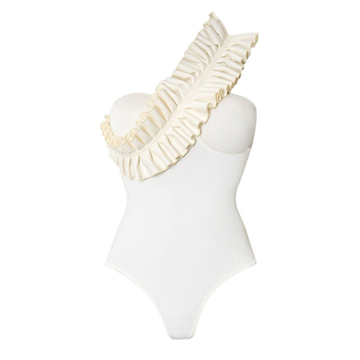 one-shoulder ruffle sculpted one-piece – SUNSET