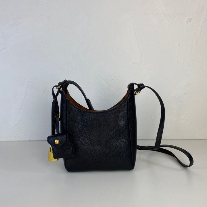 Black Pebbled Leather Mini Crossbody Bag – LUNARA
