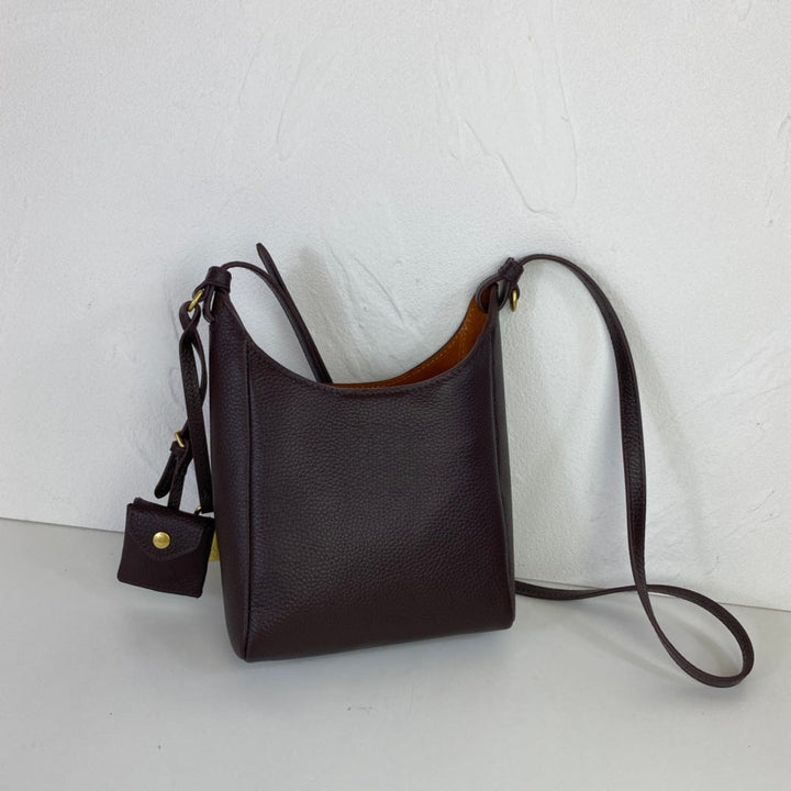 Black Pebbled Leather Mini Crossbody Bag – LUNARA