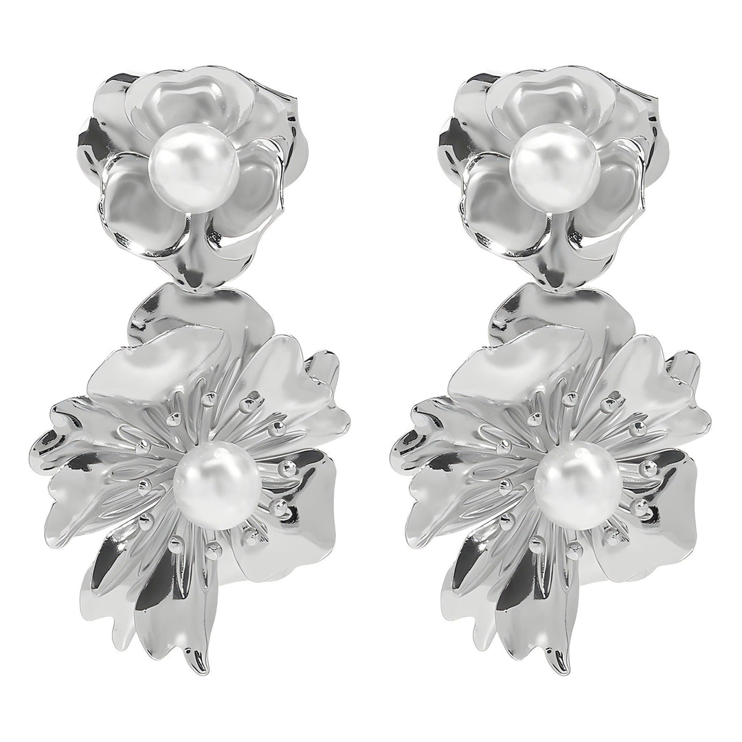 floral drop earrings with pearl center - NOVAR