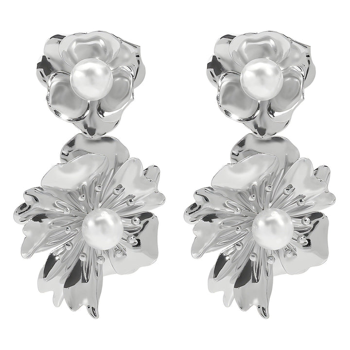 floral drop earrings with pearl center - NOVAR