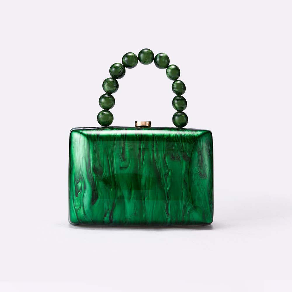 marbled box clutch with beaded handle – NOCTURNE