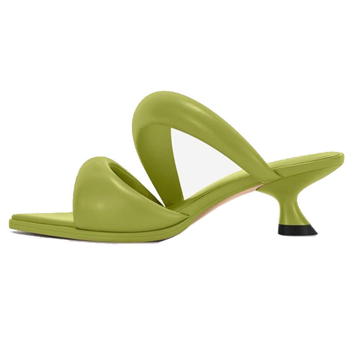 metallic cross-strap kitten heel mule – SILVER