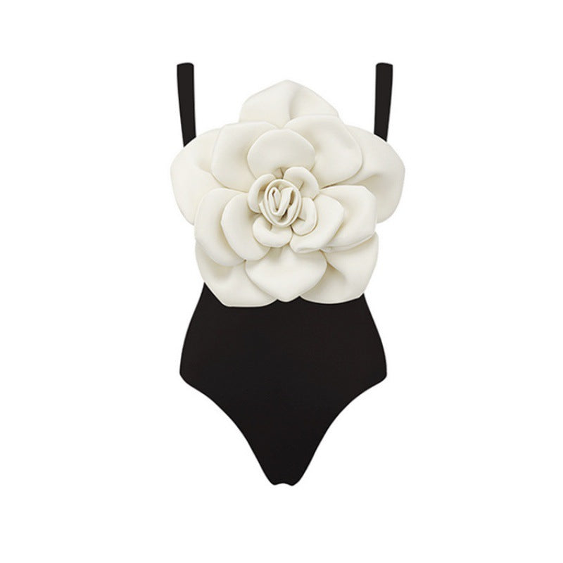 sleeveless 3D floral bodysuit with asymmetric ruffle maxi skirt – NOIR