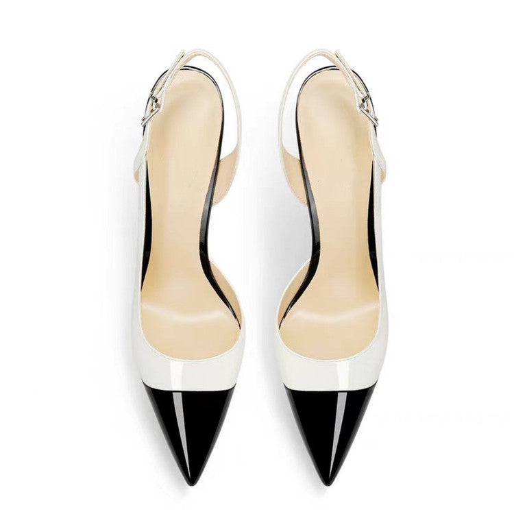 pointed-toe slingback stiletto heels with contrast toe cap – MONROE