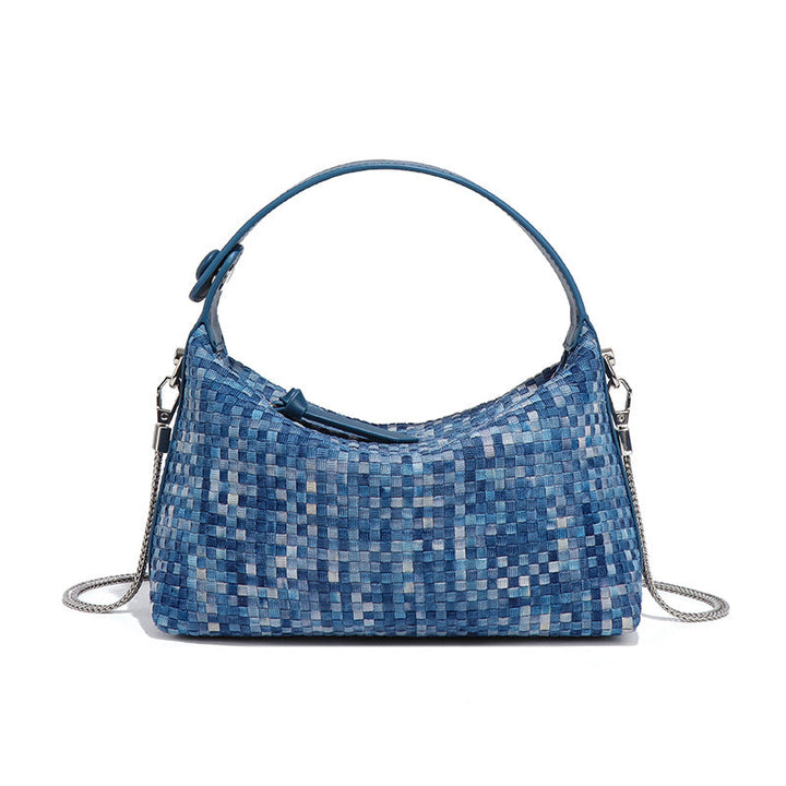 Woven Denim Shoulder Bag – AZURE