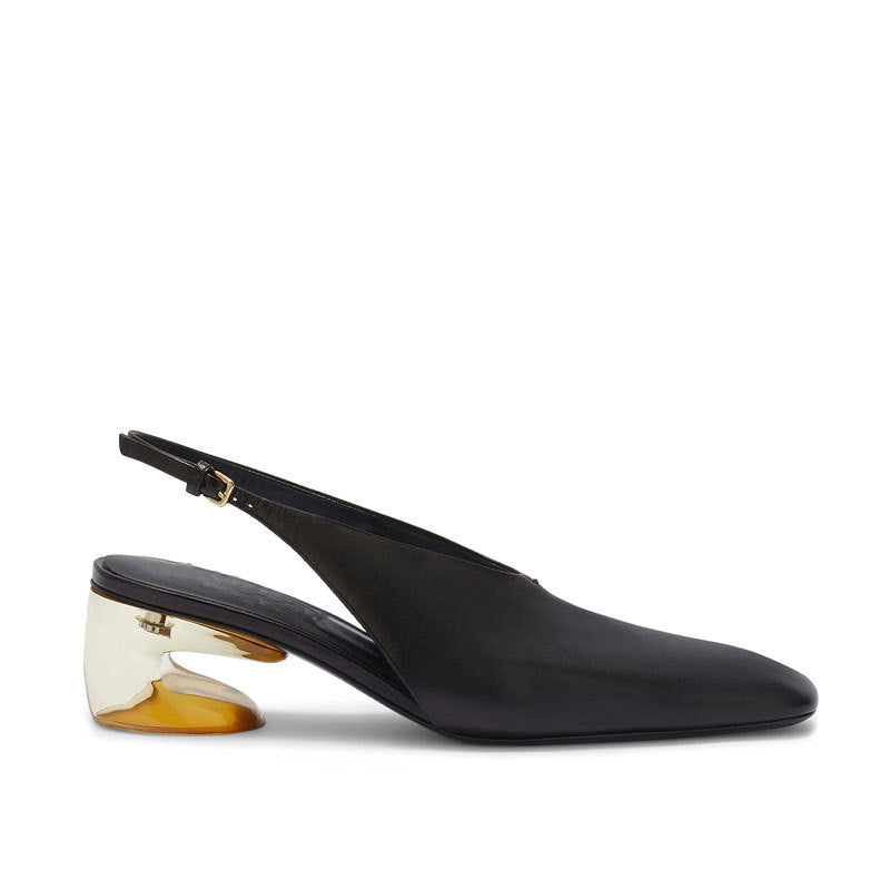 Metallic Sculpted Heel Slingback Flats – MODERNE