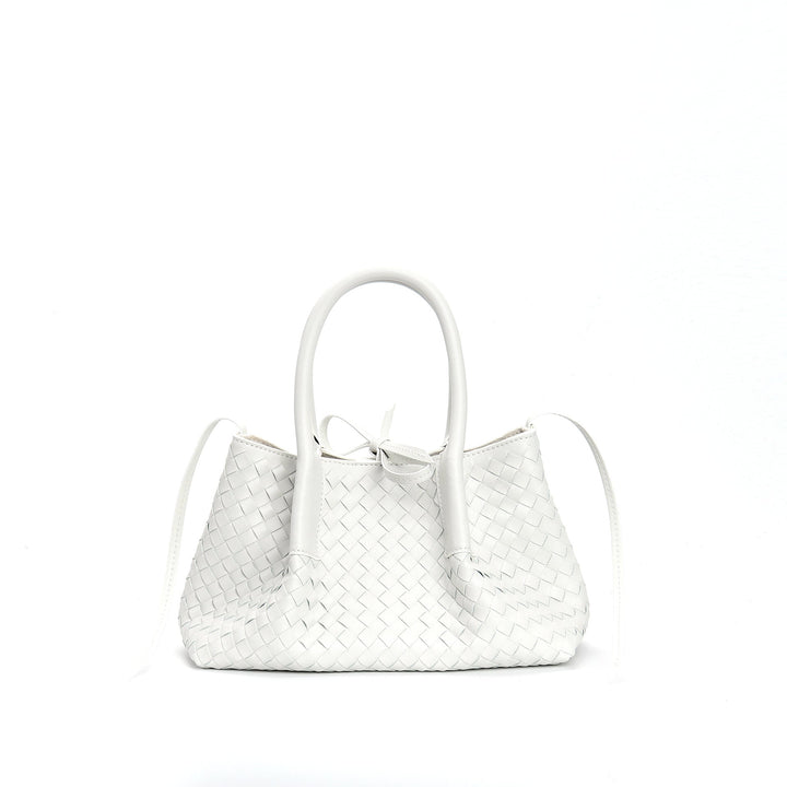 woven leather mini tote bag with tie closure - LIQTA