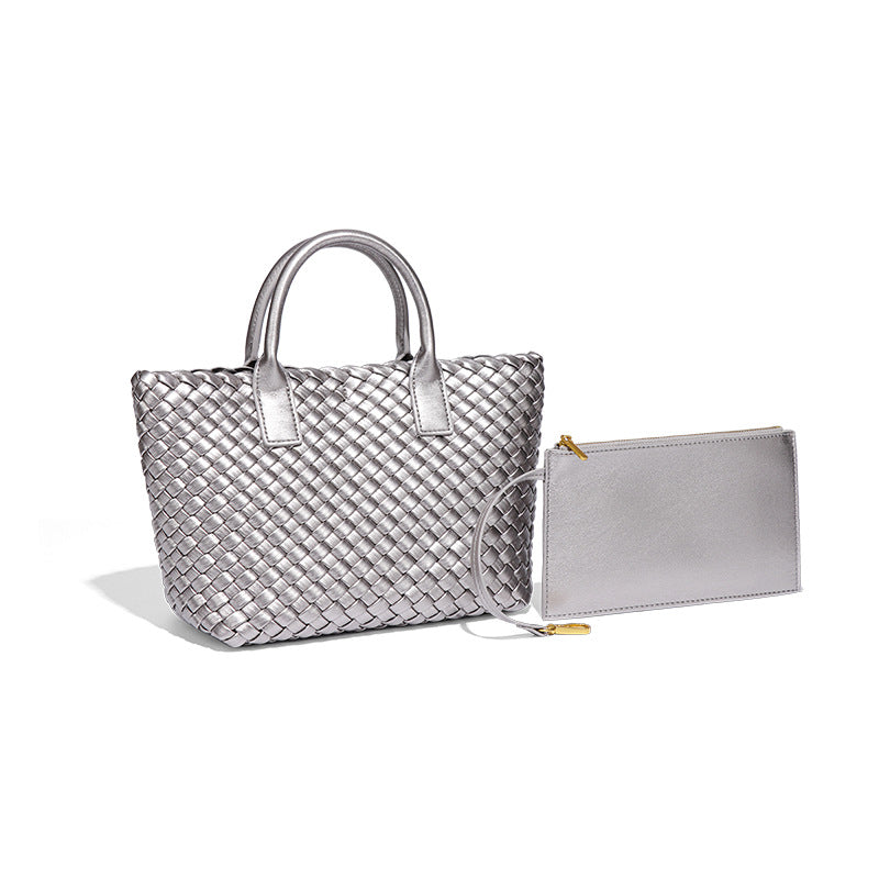 Woven Leather Tote Bag with Matching Wallet – ÉLORA