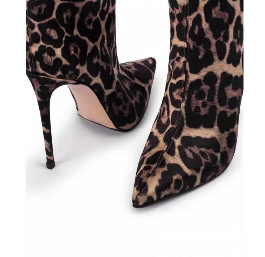 leopard print stiletto knee-high boots – ODD- VIVIEN