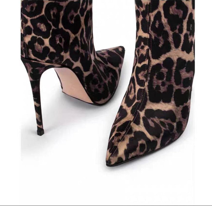 leopard print stiletto knee-high boots – ODD- VIVIEN