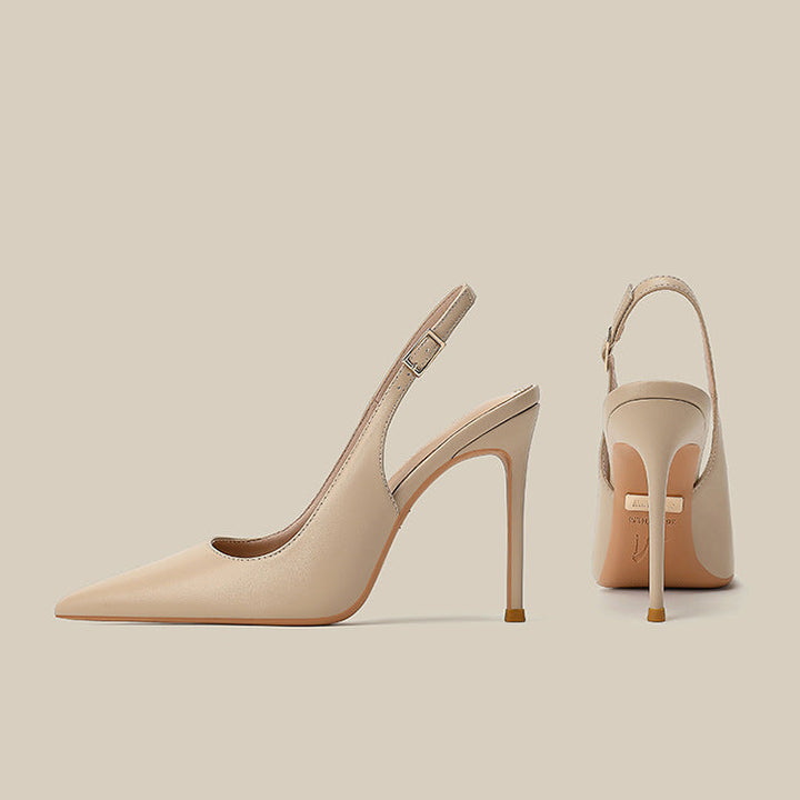 Pointed-Toe Leather Slingback Pumps – CAMILLE